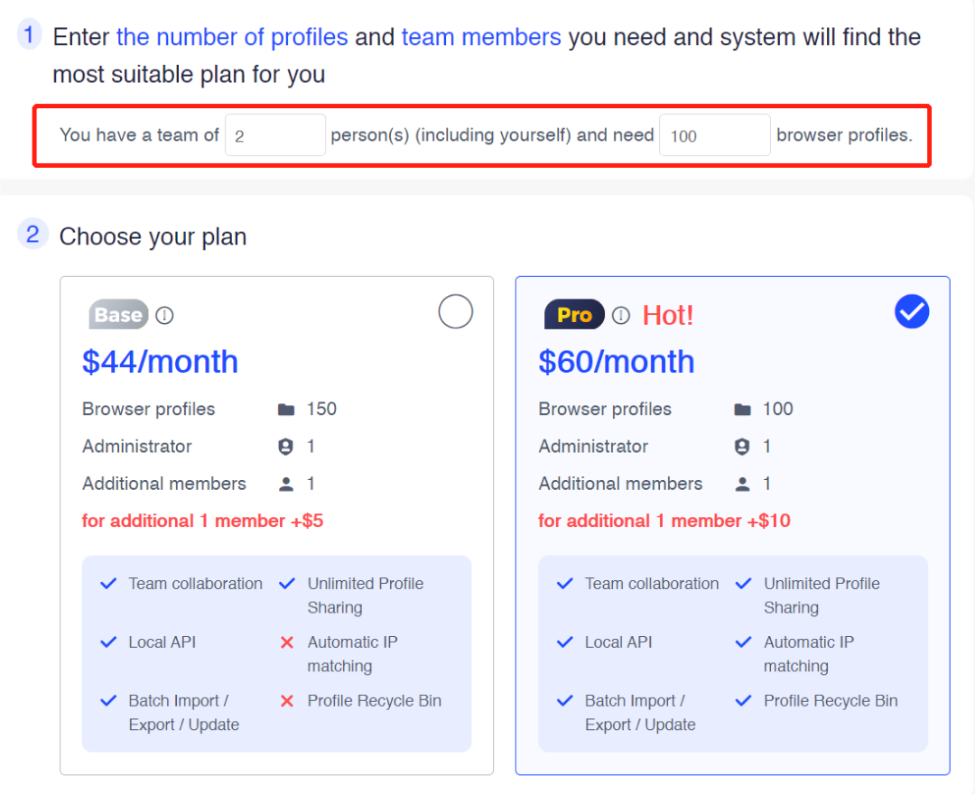 AdsPower pricing plans