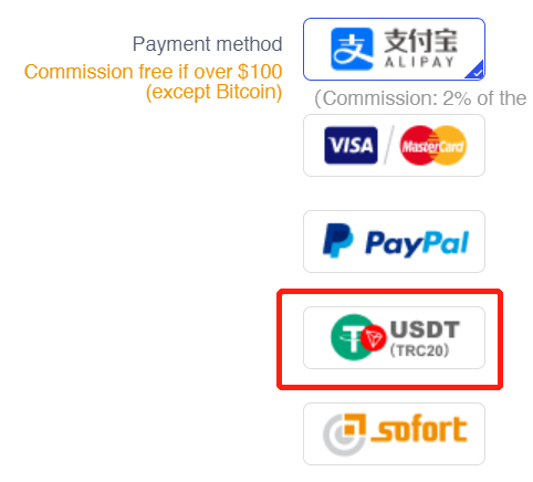 USDT payment 