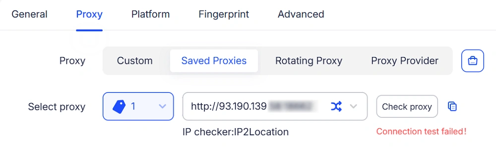 Proxy Test Failed