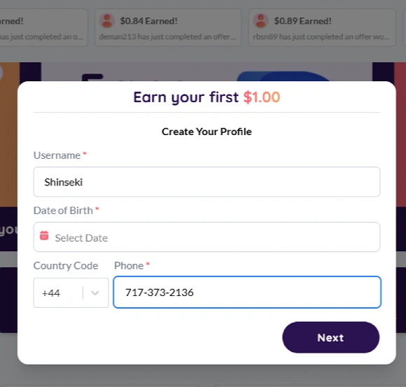 Complete Your Profile Info