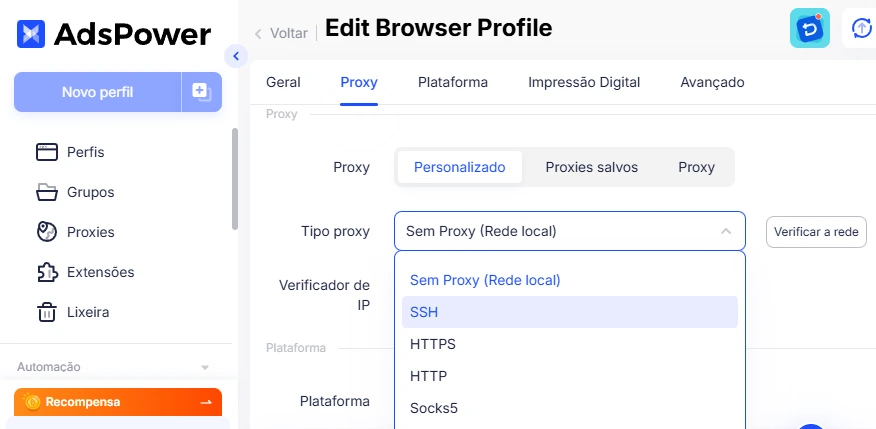 Proxy de Perfil AdsPower