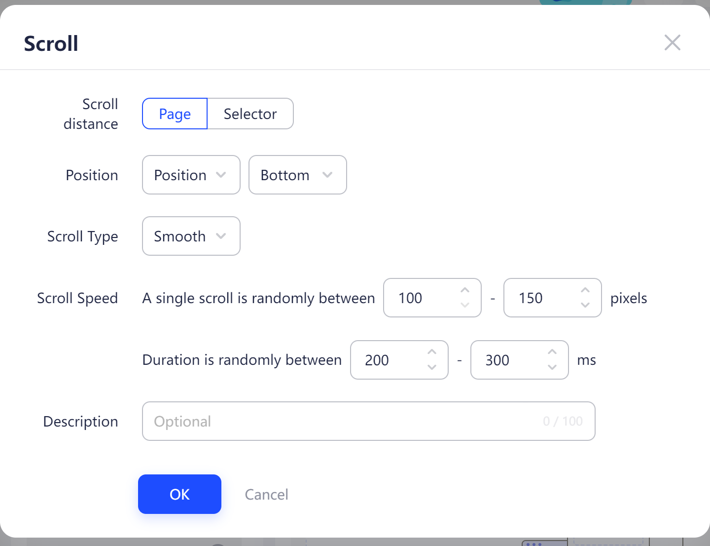 Scroll operation option