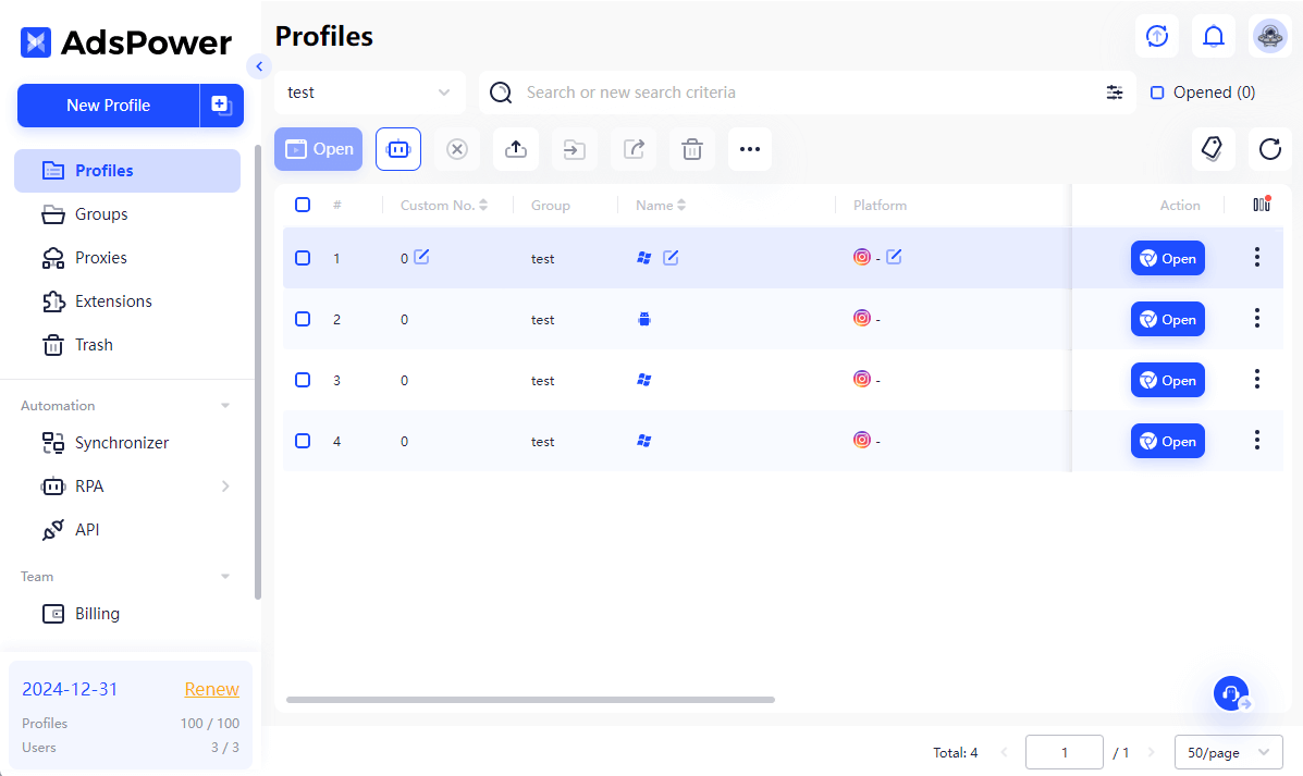 Manage multiple Instagram accounts in AdsPower