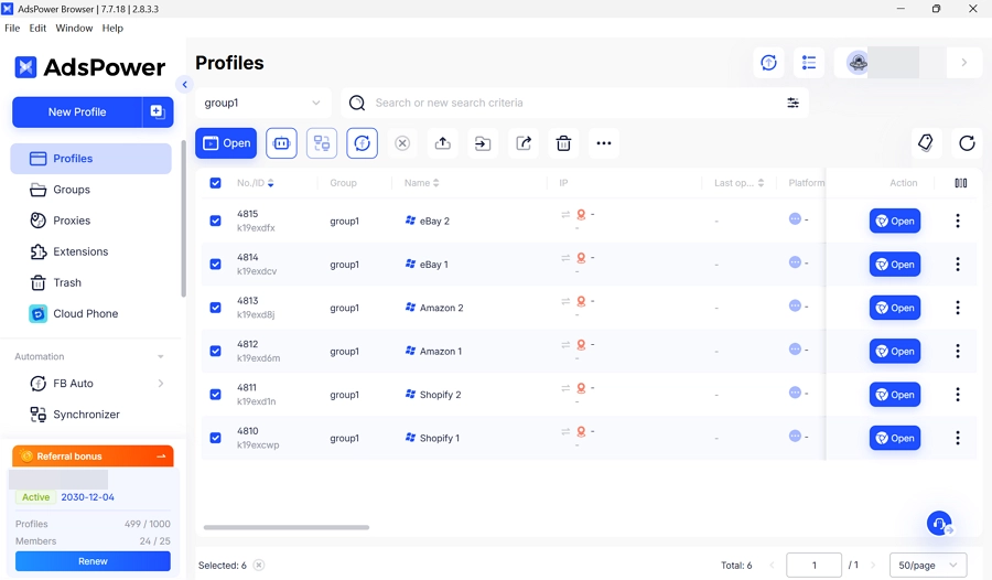 Multi-account management