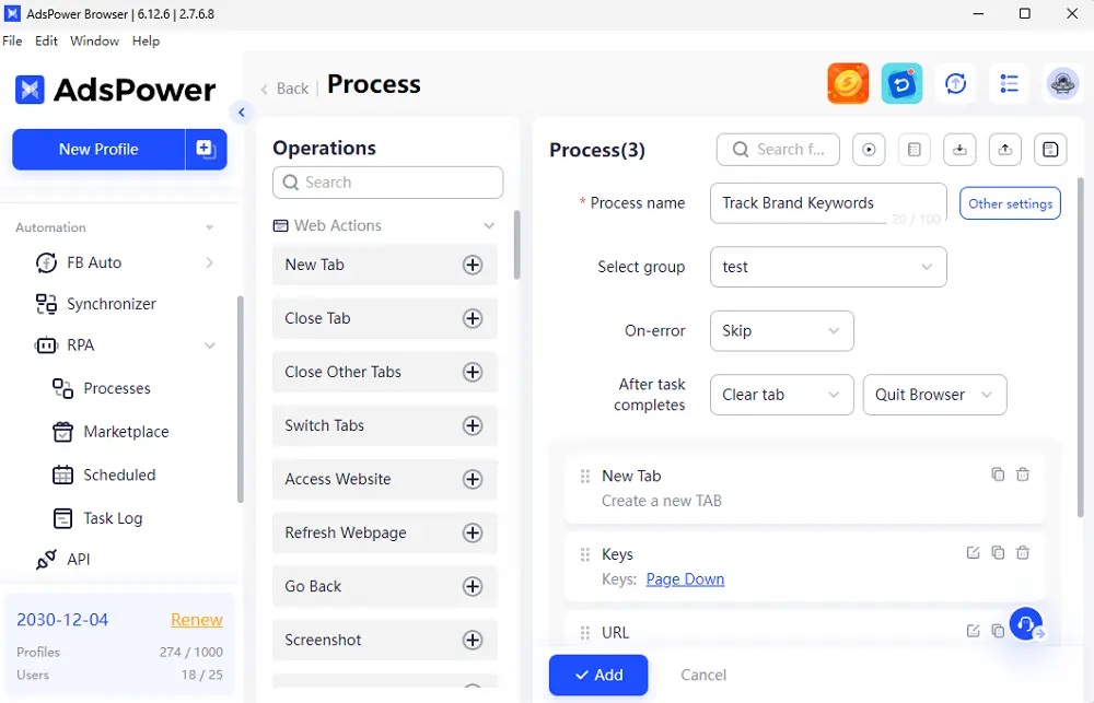 AdsPower profile management and automation tools