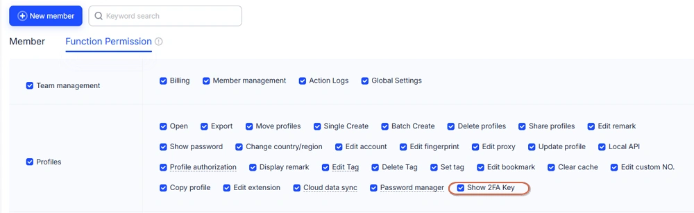 2FA Permissions
