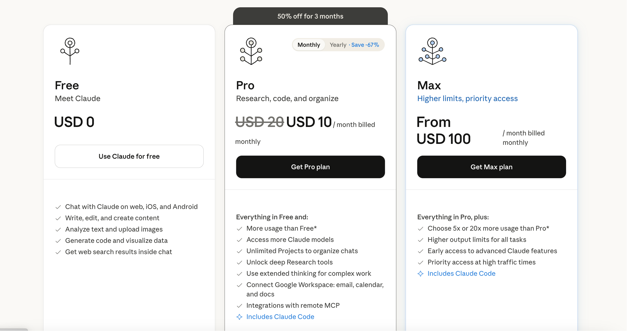 在Claude Pro頁麵選擇“信用卡支付”