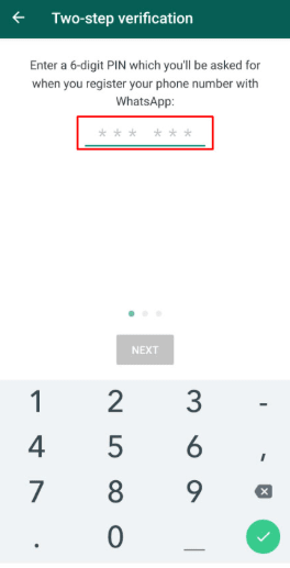 Enter Code from WhatsApp 
