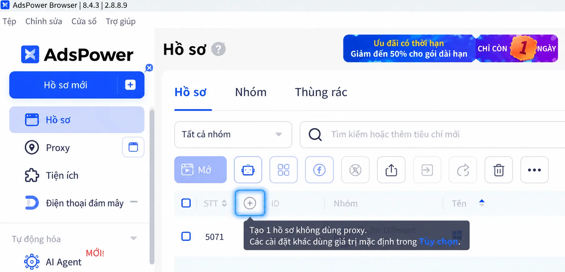 Tạo hồ sơ trình duyệt chỉ bằng một cú nhấp chuột
