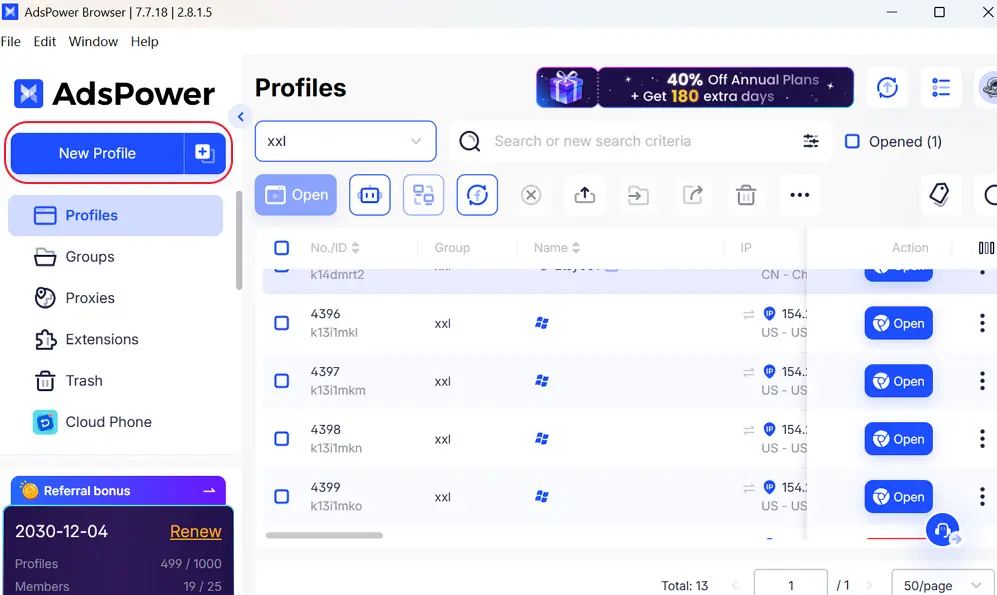 Create a New Profile