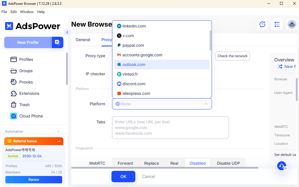 Create Profiles for Microsoft