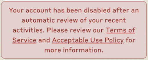 Claude Account Disabled