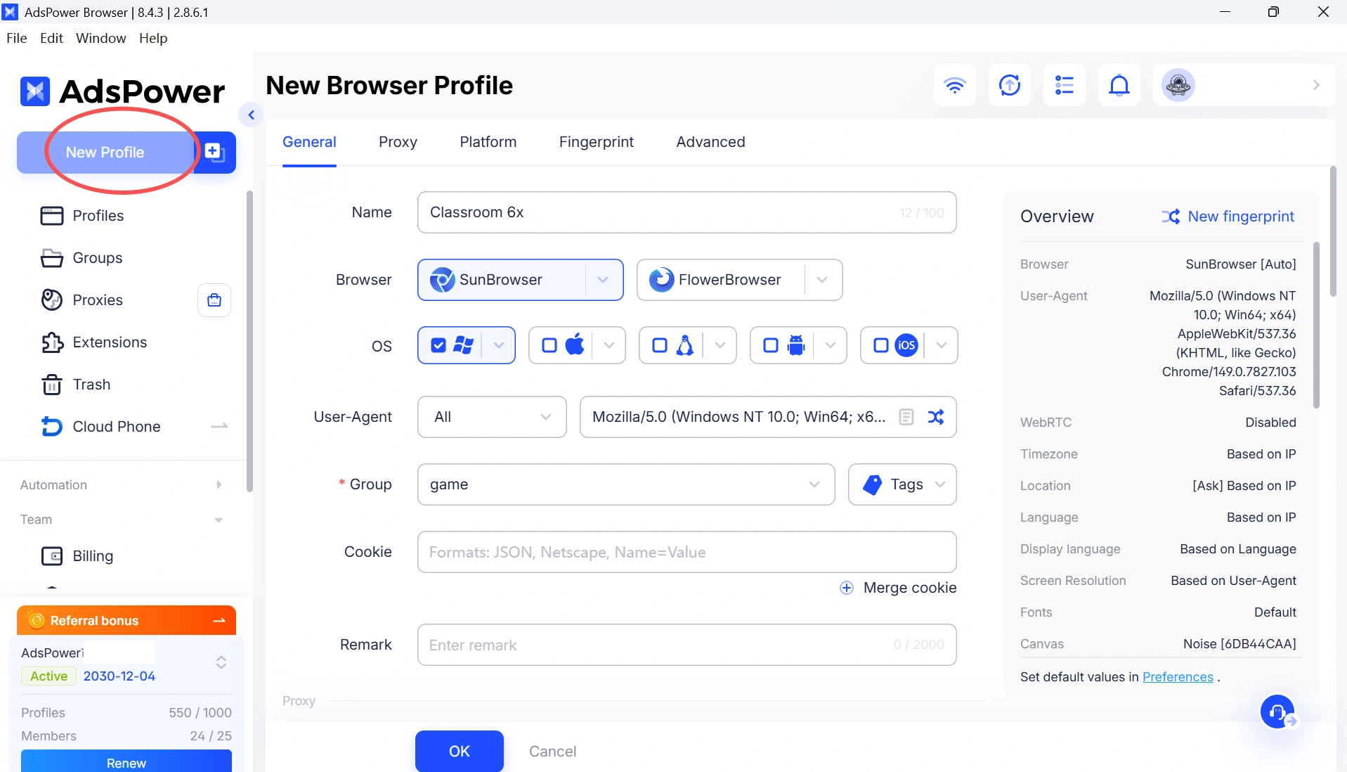 create-profile