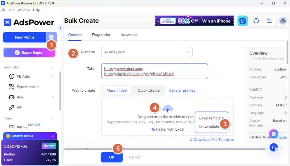 Bulk Create AdsPower Profile