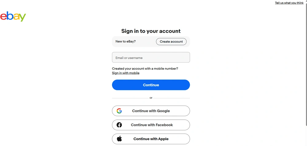Sign in eBay Account