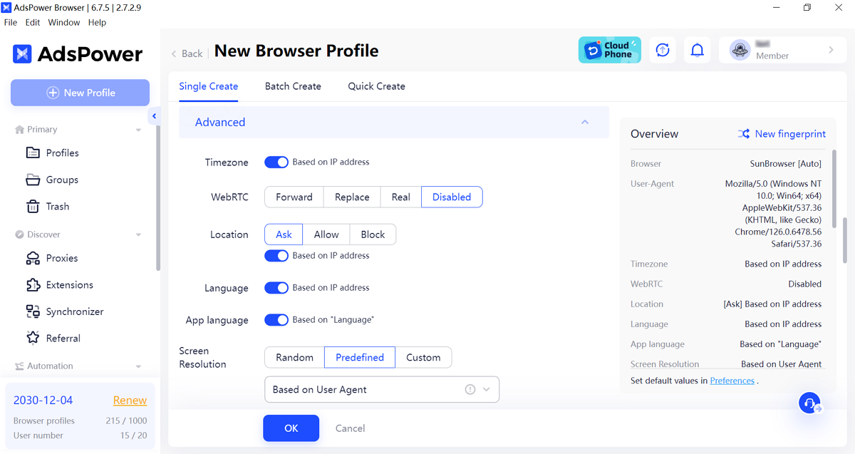 Create Unique Browser Fingerprint