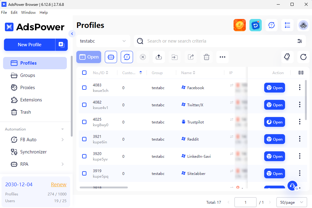 Configure each browser profile with an IP address