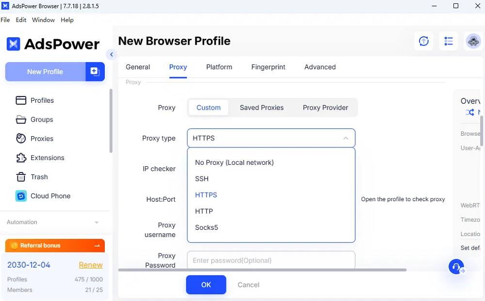 Hỗ trợ proxy chuyên dụng