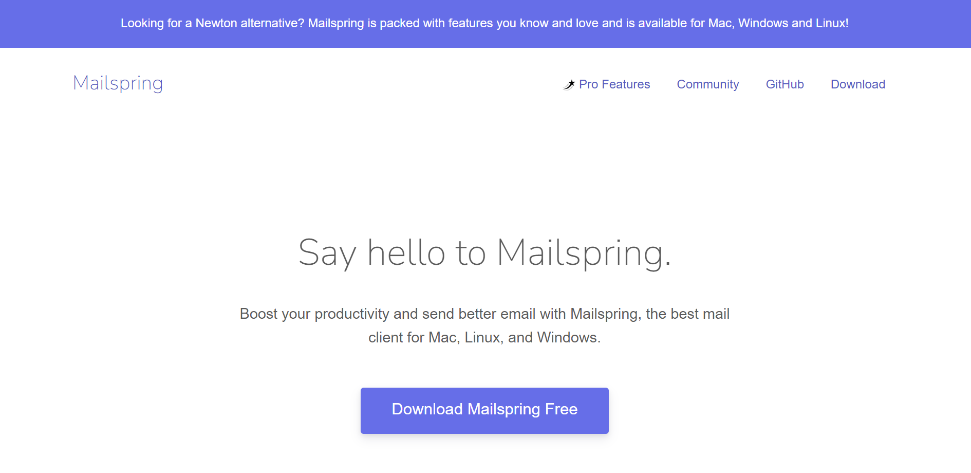 Изображение главной страницы Mailspring