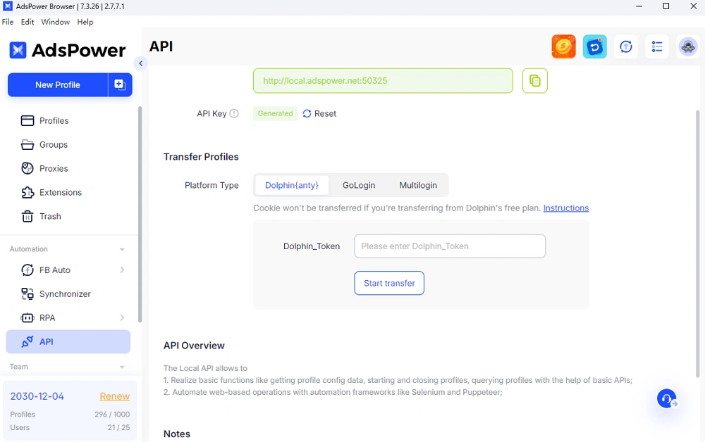 API