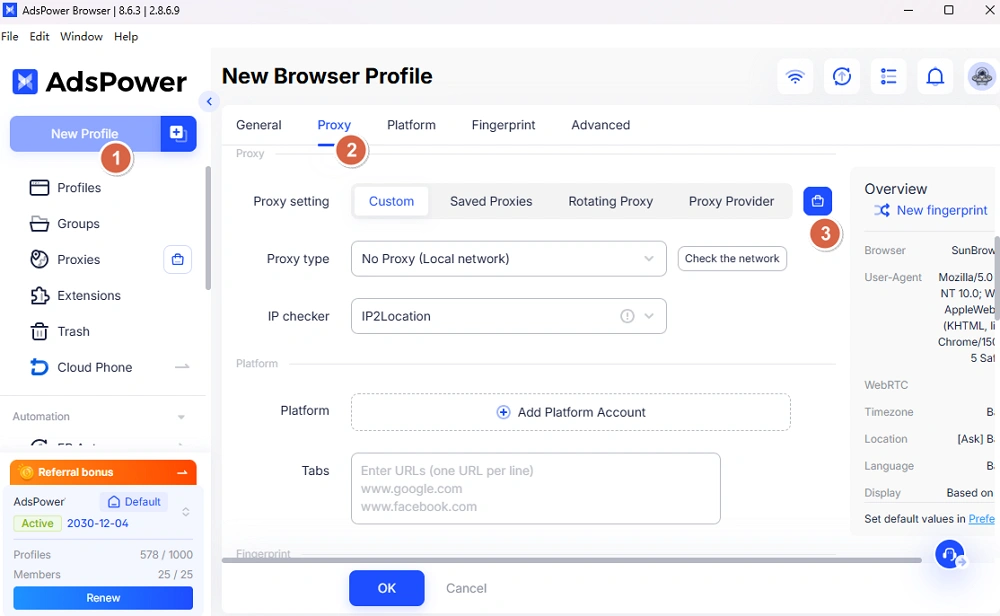 Purchase While Creating a Profile