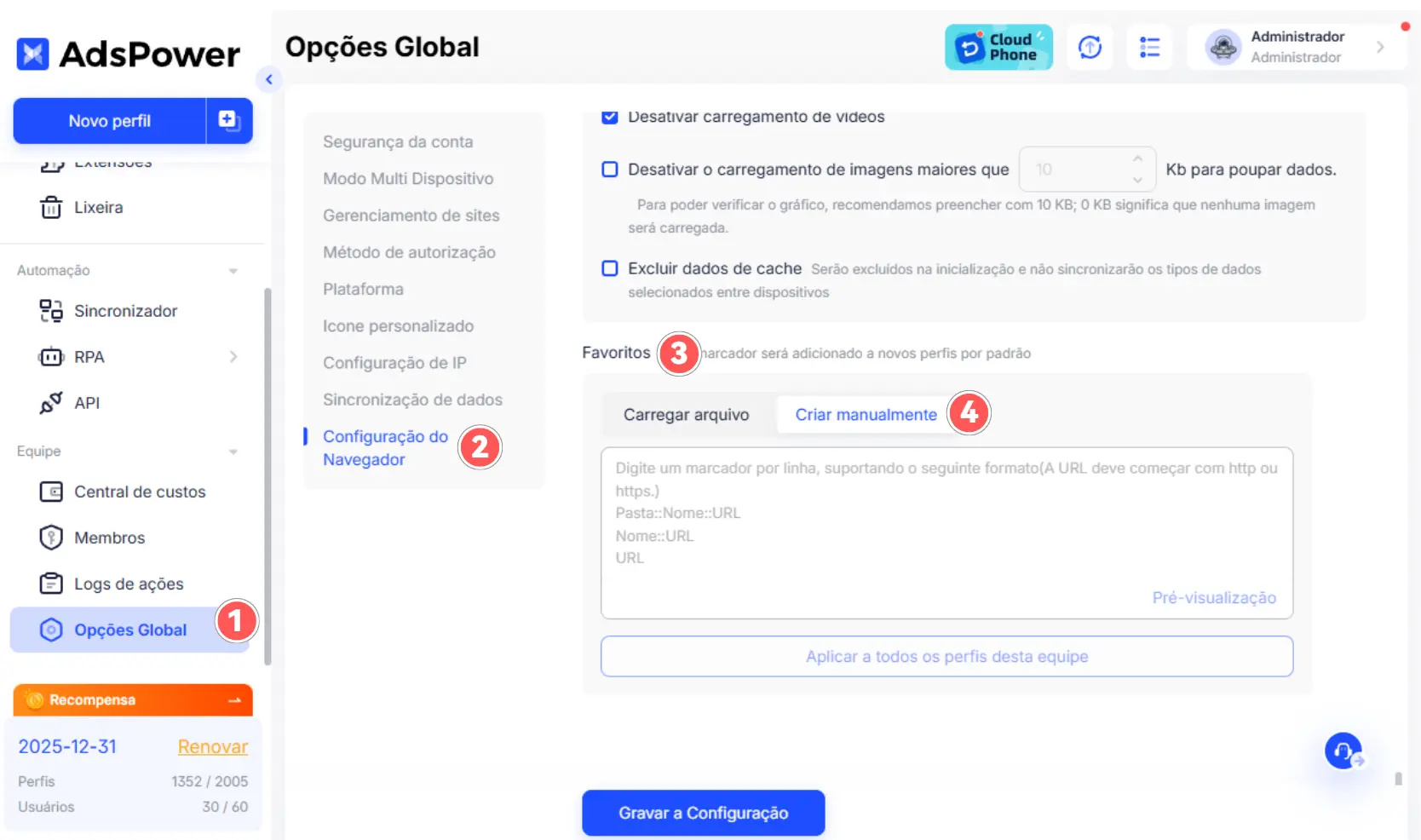Criar Marcadores Manualmente