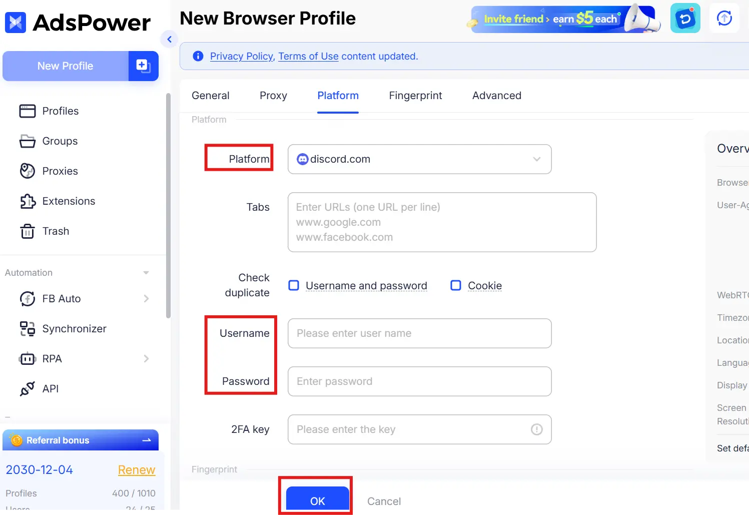 Complete and Save Profile