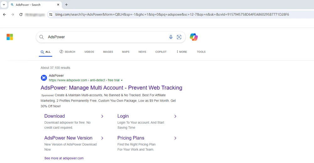 Manual Check via Bing.com