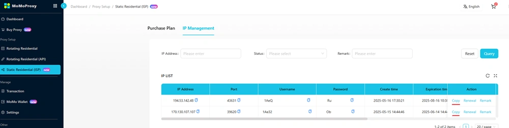 Get Static IP Proxy