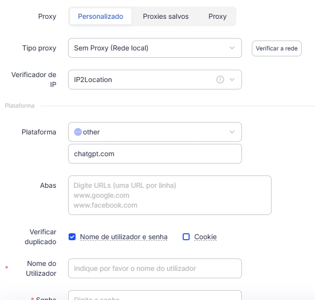 Escolha uma plataforma
