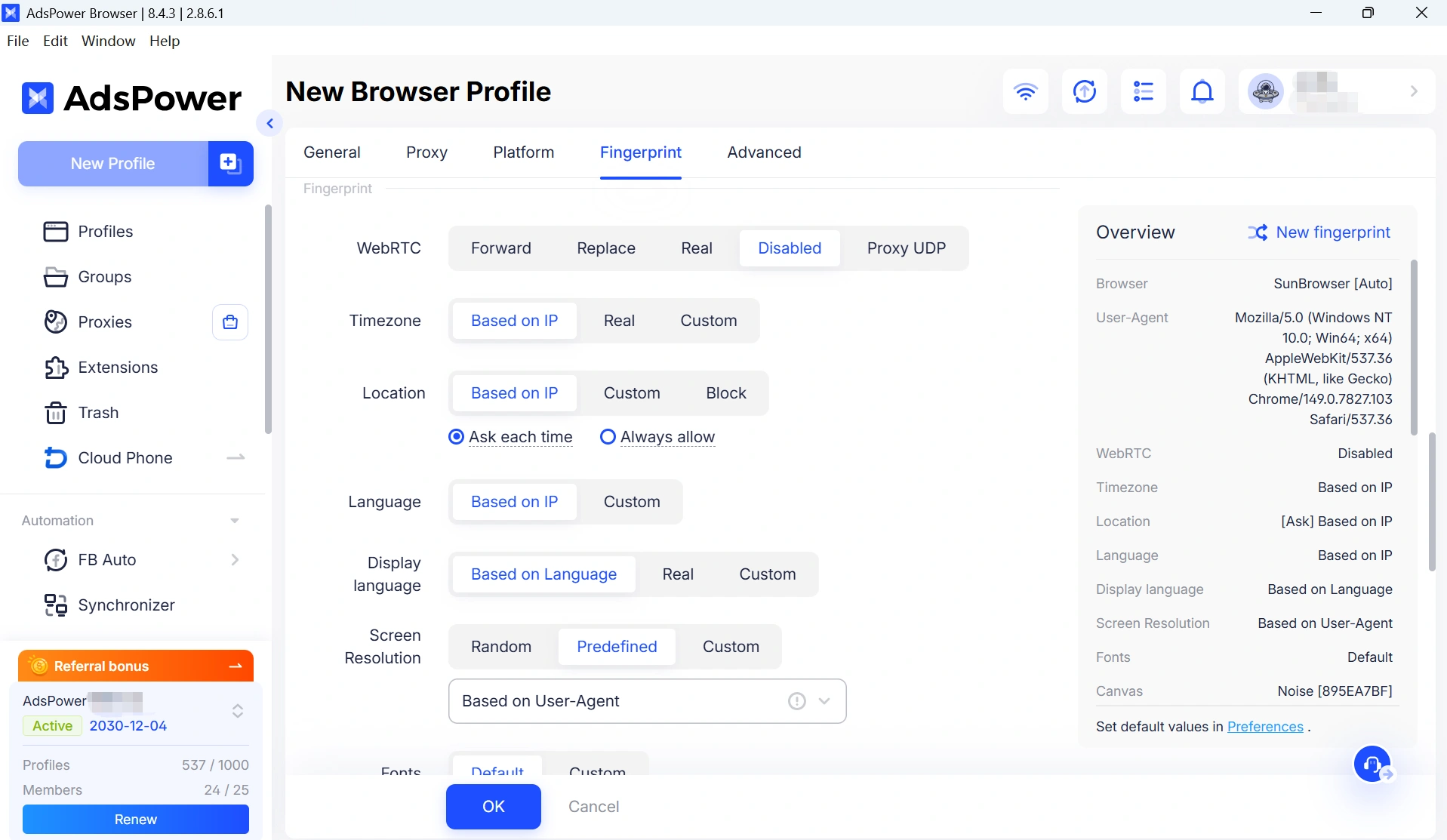 substack-adspower-fingerprint-setting
