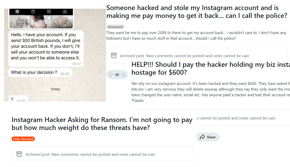 Cases of Getting Instagram Hacked and Ransom