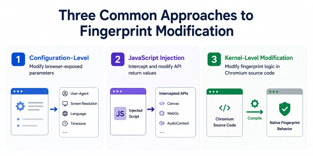 Three Common Approaches to Fingerprint Modification