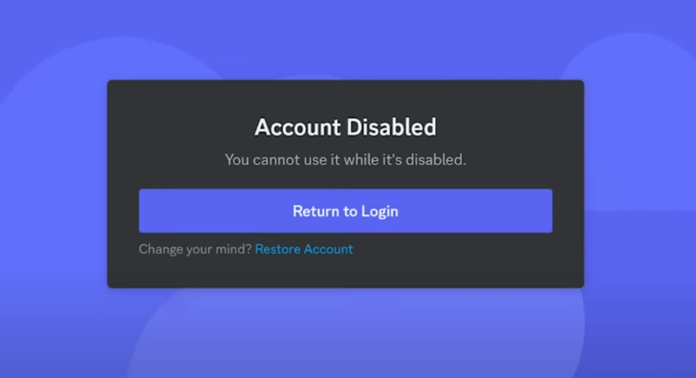 Discord account disabled