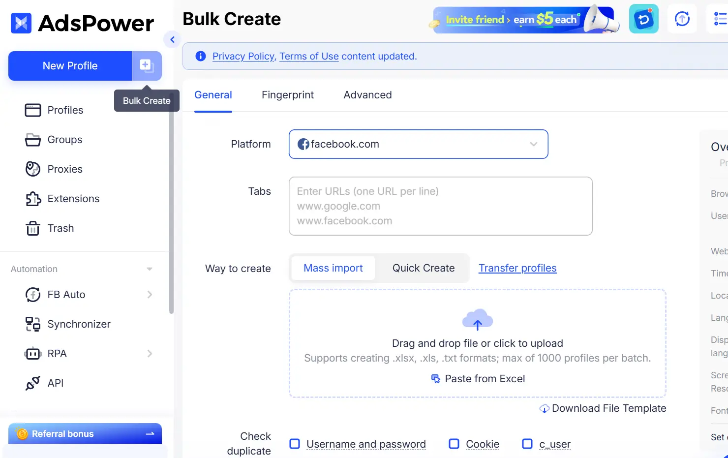 Bulk Create
