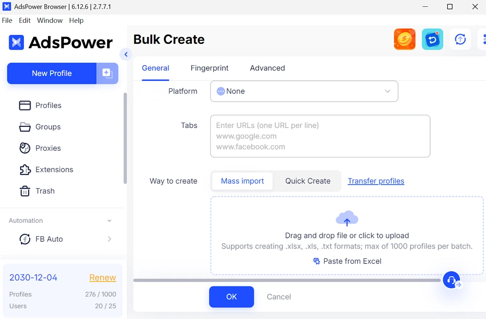 Bulk Create Profiles for Remote Jobs Application
