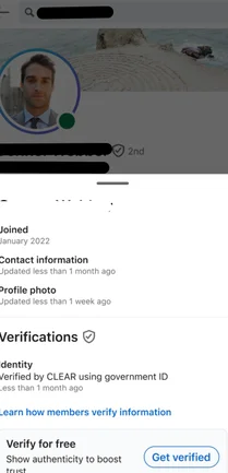 Linkedin Verification with clear