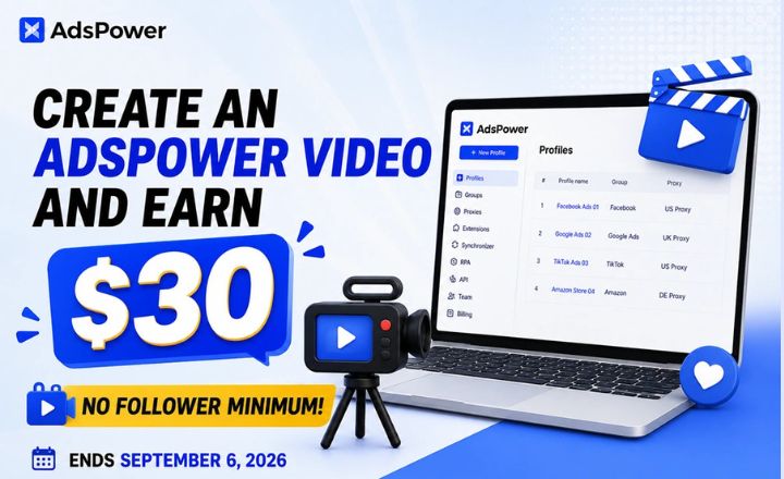 Create an AdsPower Video and Earn $30 Create an AdsPower Video and Earn $30
