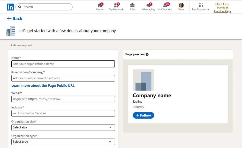 Linkedin company edit