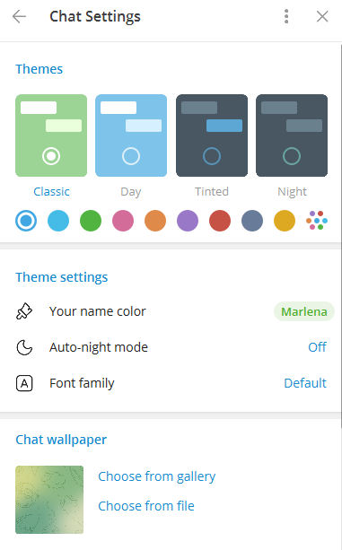 Theme settings