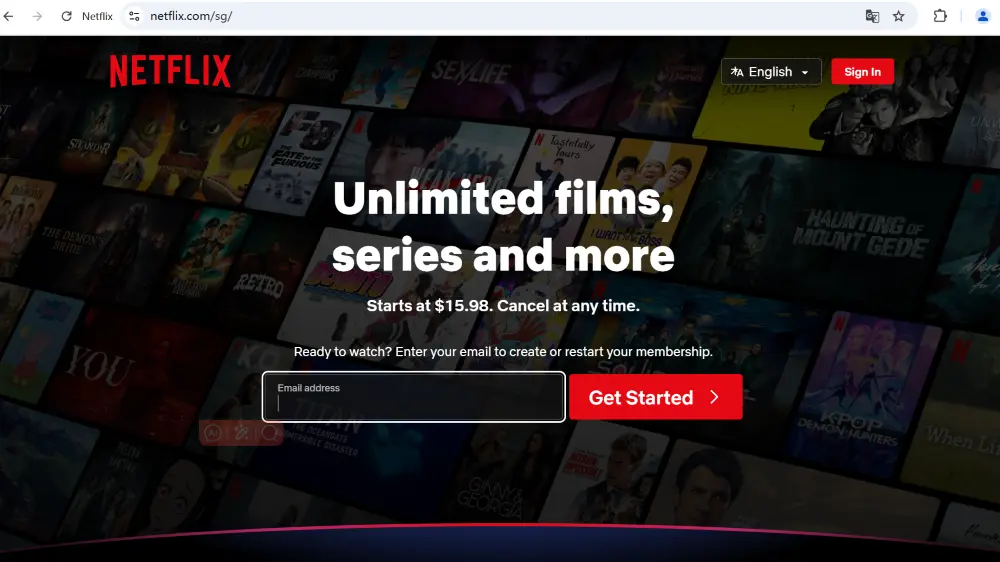 fill in email to start Netflix