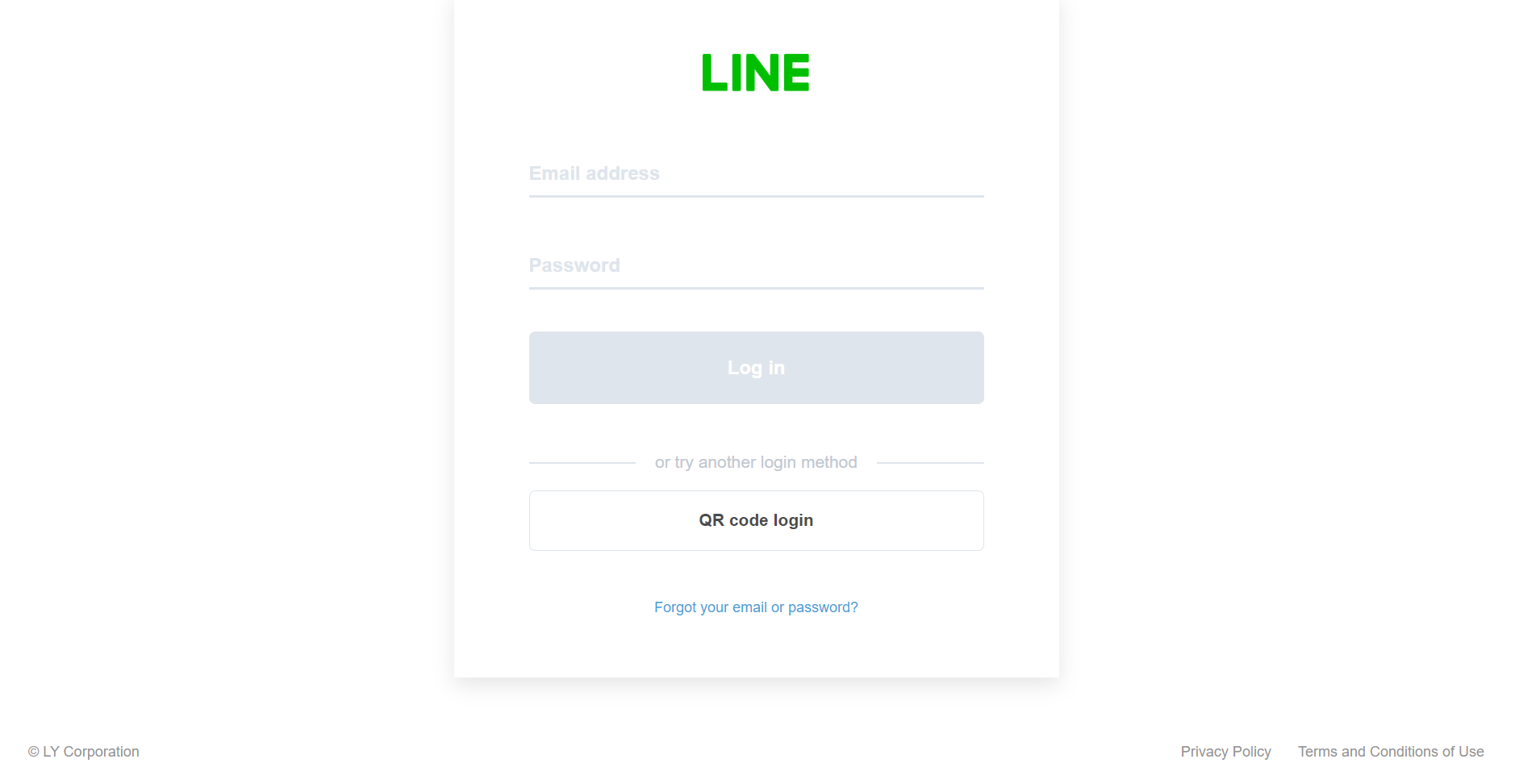 Image of the authentication portal for LINE web login