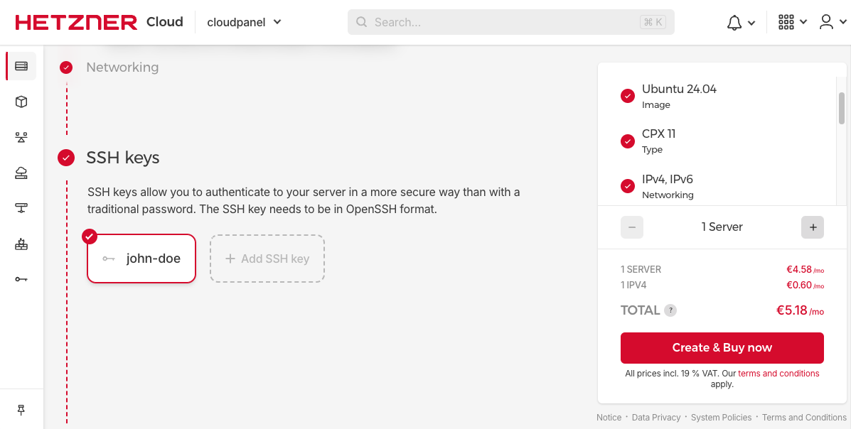 雲服務商：Hetzner Cloud