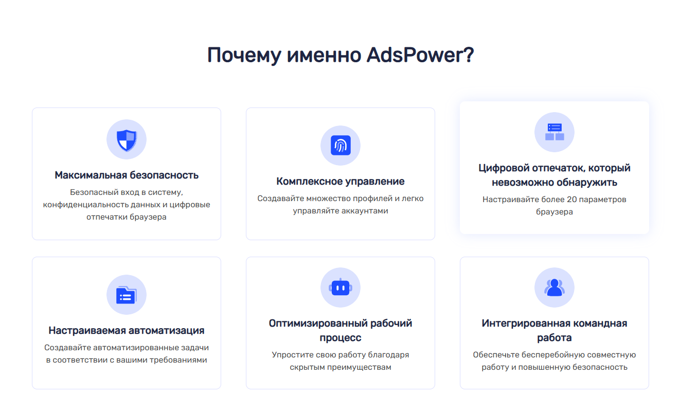 Характеристики AdsPower