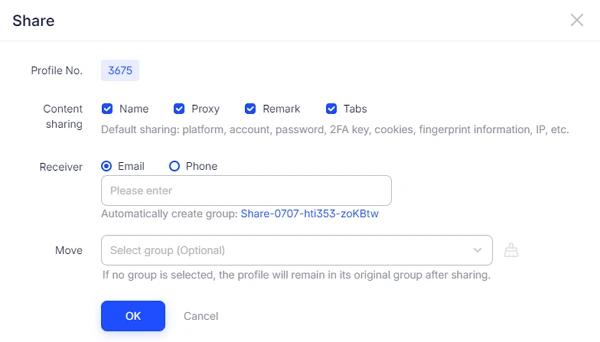 Share profile adspower