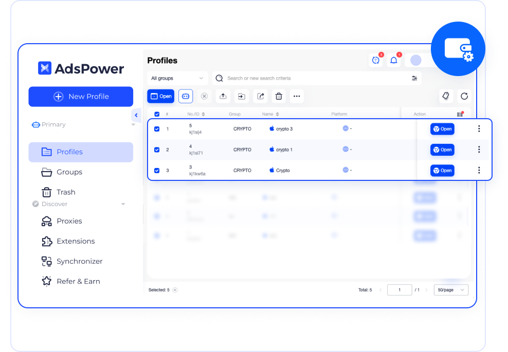 Create Multiple Profiles for Crypto Accounts