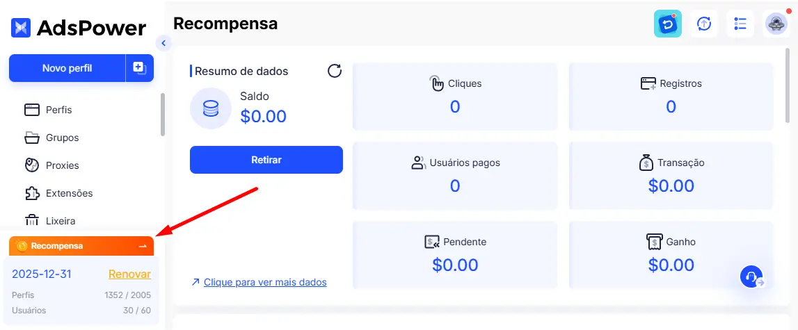 Aceda ao Seu Painel de Indicações