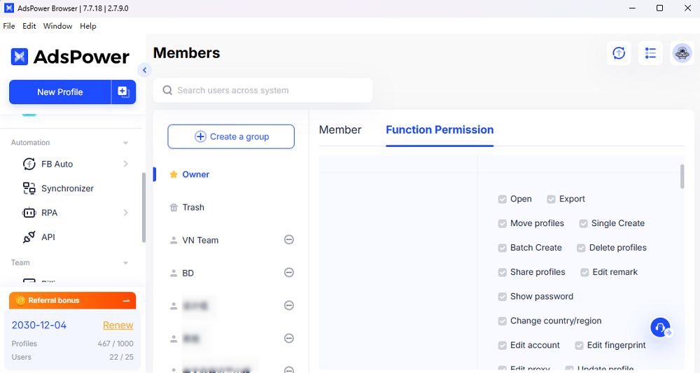 AdsPower Team Management