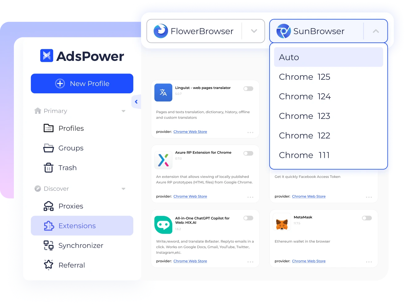 SunBrowser in AdsPower