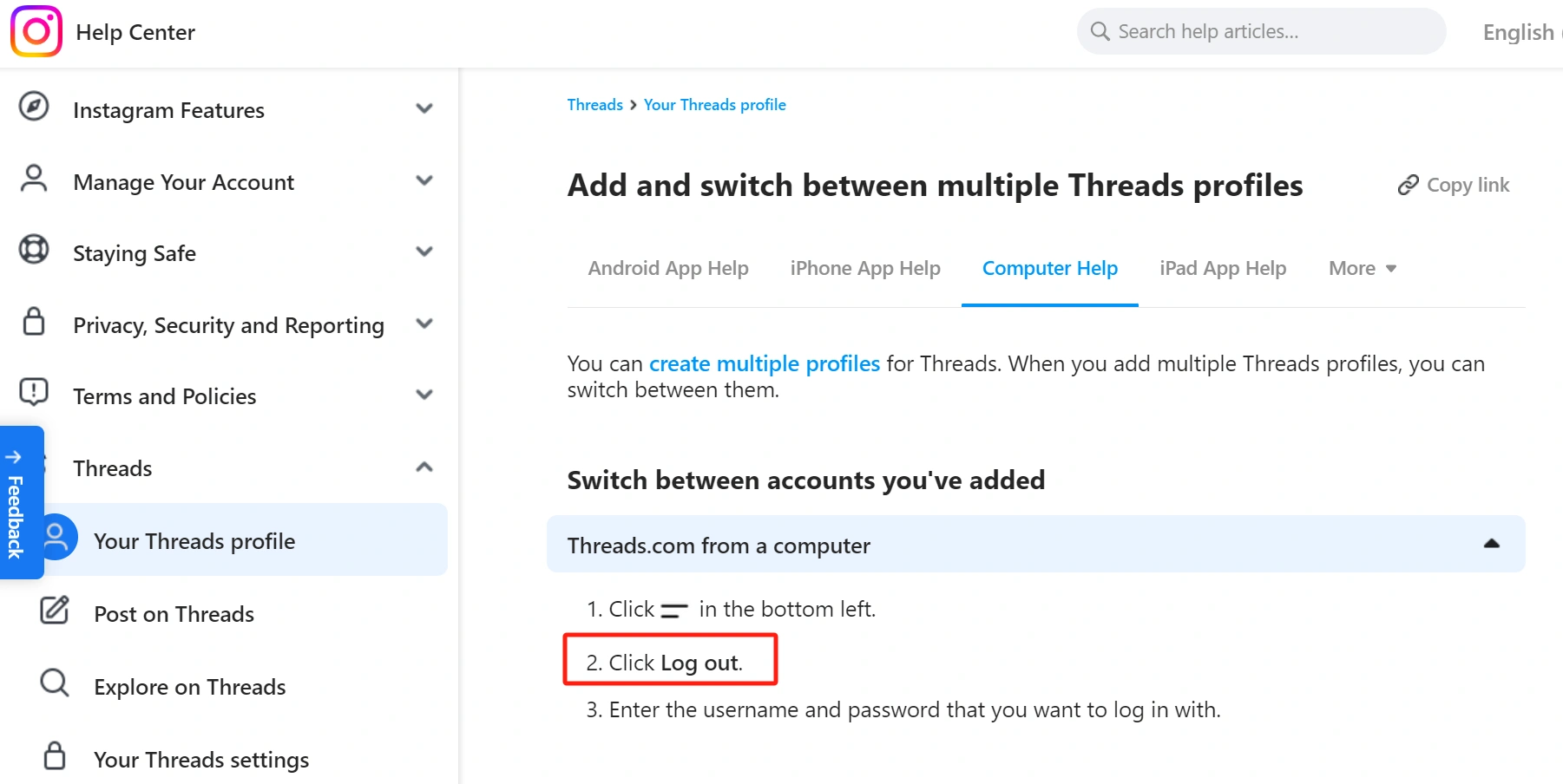 Switch Threads Profiles